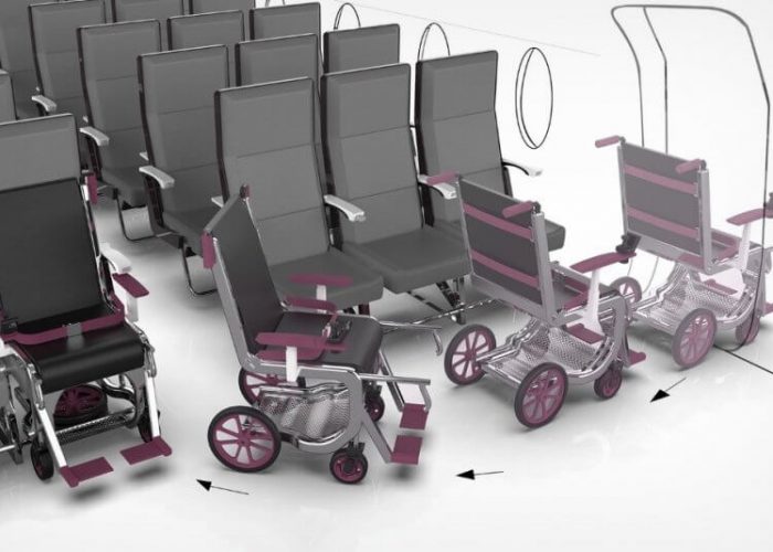 Award winning wheelchair for airplane seating