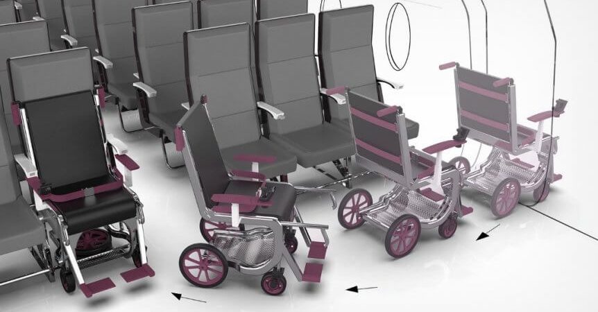 Award winning wheelchair for airplane seating