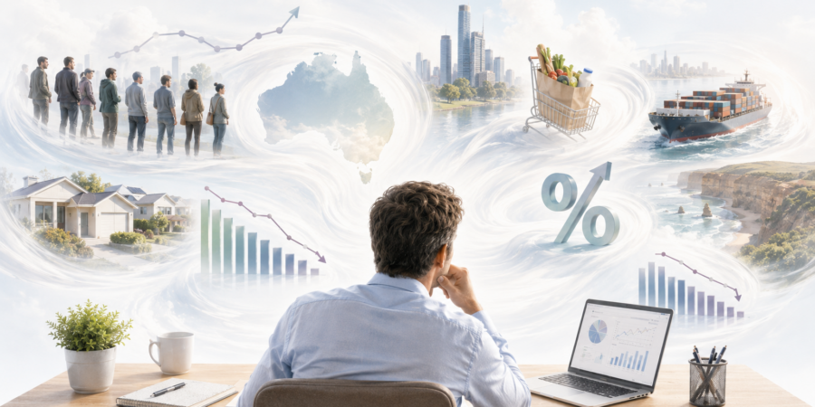Australian financial planning outlook showing interest rates, markets, housing, groceries and global trade pressures.